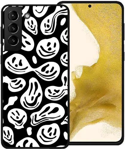 Miniatura 27 de Funda de teléfono para Samsung Galaxy S22 5G, rosa pastel y blanco, divertida sonrisa trippy derretida hippie sonriente calavera fantasma cara linda