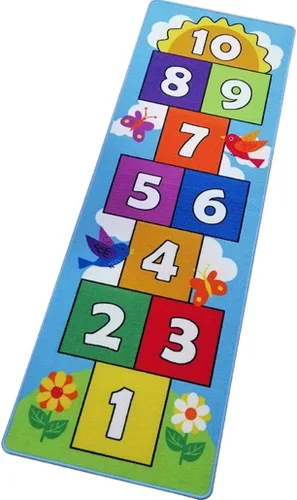 Miniatura 8 de Hop and Count Hopscotch - Alfombra de juego para niños, alfombra de juego para gatear, alfombra antideslizante de aprendizaje de números para niños