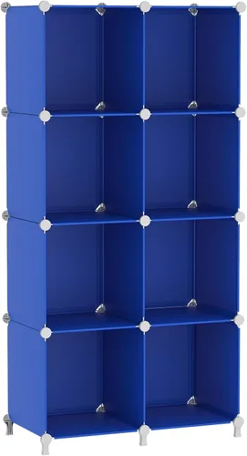 Miniatura 10 de AWTATOS Organizador de almacenamiento de 8 cubos, estante organizador de armario, estantería, estantes de almacenamiento apilables para armario