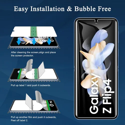Miniatura 7 de Paquete de 6 protectores de pantalla para Samsung Galaxy Z Flip 4, protector de pantalla interno flexible EPU y protector de lente de cámara
