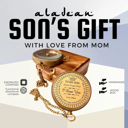 Miniatura 2 de Regalo para hijo de mamá y papá Brújula grabada de 5 cm - Regalos del padre al hijo, regalos de mamá al hijo para graduación 2025, bautizo