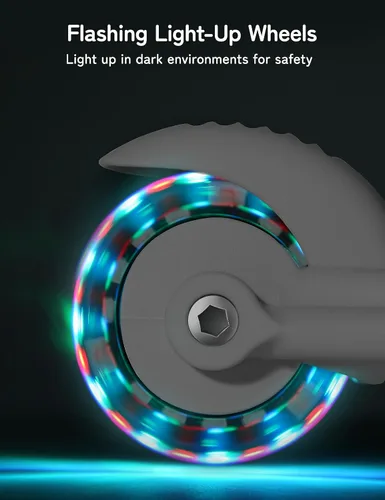 Miniatura 5 de Besrey - Patinete para niños de 3 a 10 años, patinete plegable de 3 ruedas con altura ajustable, ruedas con luz LED, plataforma extra ancha