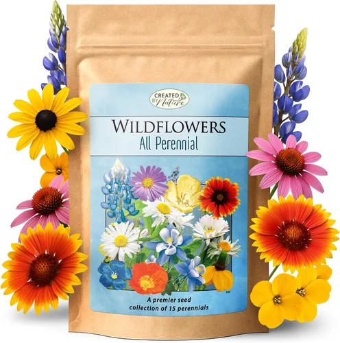 Created By Nature Todas las semillas de flores perennes, 15 variedades de flores, 49,000 semillas de flores silvestres