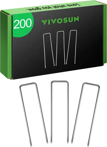 Miniatura 11 de VIVOSUN Paquete de 50 estacas de jardín de 6 pulgadas, estribos de acero galvanizado para paisaje, pasadores en forma de U de calibre 11 para tela