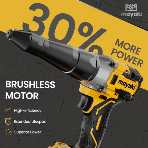Miniatura 7 de Mayoki Pistola de remache inalámbrica compatible con batería de 20 V 60 V MAX (solo herramienta), herramienta de remache sin escobillas eléctrica