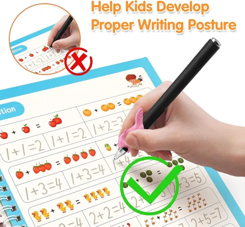 Miniatura 5 de Helsort Cuaderno de práctica grande con ranuras mágicas para niños, libro de trabajo de escritura a mano con ranurado reutilizable, aprende a