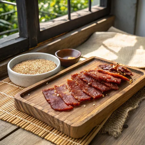 Miniatura 4 de Golden Island Cecina de Cerdo con Sabor a Barbacoa Coreana, Snack de Carne Especial, Sin Gluten con Condimento de Barbacoa Coreana, Snack