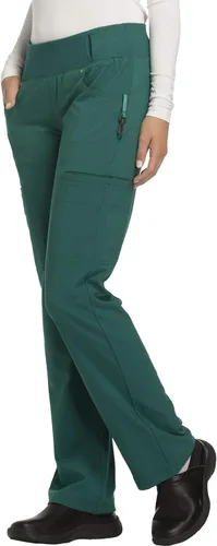 Miniatura 3 de Cherokee Pantalones Médicos para Mujeres de Tiro Medio Pierna Recta Pantalones de Uniforme Médico para Mujeres sin Cierre con 6 Bolsillos