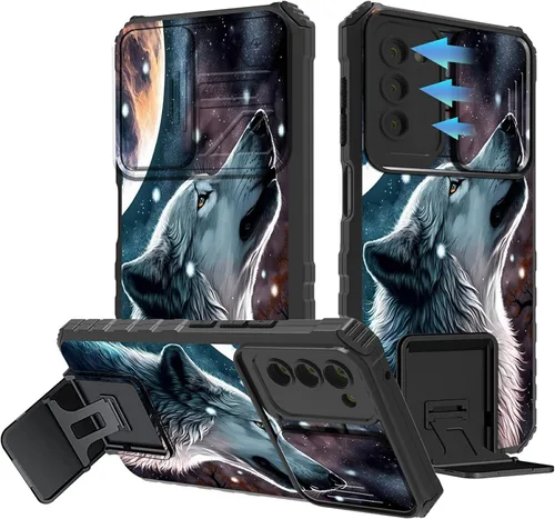 Miniatura 946 de Funda para Samsung Galaxy S22 Ultra 5G, Galaxy S22 Ultra con cubierta de cámara deslizante, funda resistente de doble capa con función atril Black
