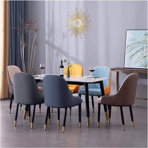 Miniatura 2 de Dining Chairs Modern Dining Room s Modern Simple Hotel PU Leather Dining s Soft Wrought Back Chair Desk Chair for Bedroom -Gris(Gris)