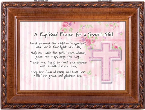 Miniatura 2 de Cottage Garden Caja de música para oración bautismal Lead Her Woodgrain Rope Trim Jewelry Play Jesus Loves Me