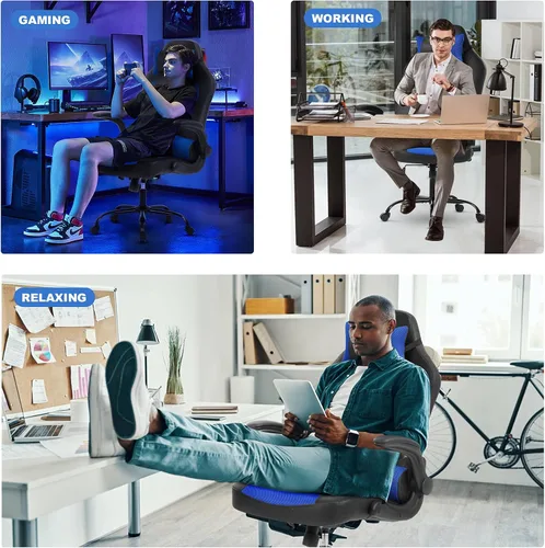 Miniatura 6 de Silla de computadora para videojuegos, silla de computadora de carreras, silla de oficina, silla de escritorio moderna y ajustable, silla ergonómica
