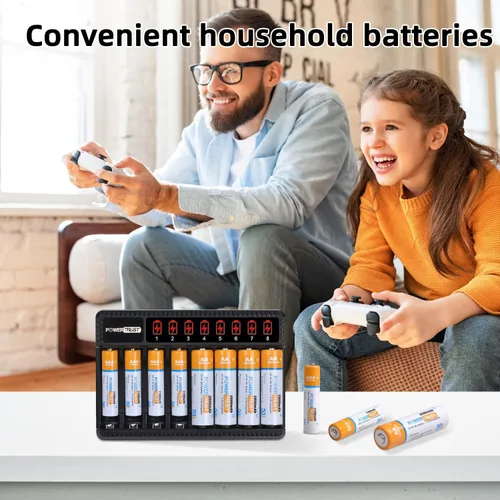 Miniatura 8 de Baterías AA recargables y pilas AAA (paquete de 4) con cargador de batería AA AAA de 8 bahías, cargador de batería recargable Ni-Mh