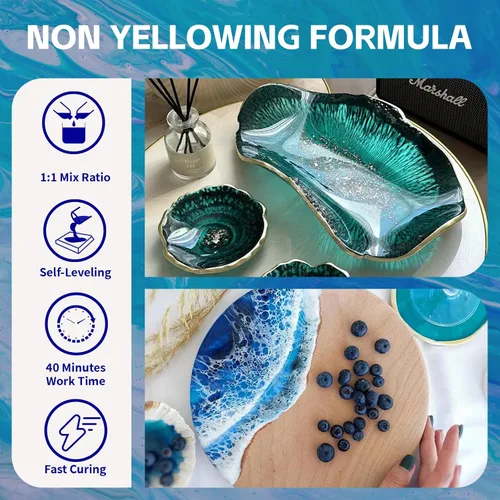 Miniatura 6 de ZYNNORIX - Kit de resina epoxi transparente, fuerte, duradero, no amarillea, sin burbujas, autonivelante, para bricolaje, joyas, mesa, moldes