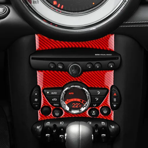 Miniatura 5 de AIRSPEED Para Mini R55 R56 R57 Control Central AC Panel Cubierta de Panel de Botón de Fibra de Carbono Adhesivo Decoración Interior Trim para Mini