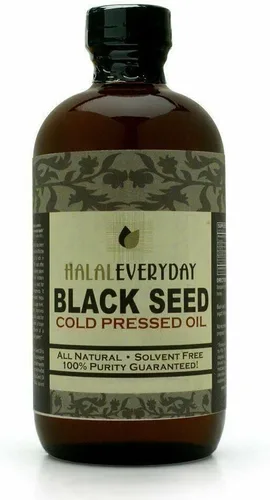 Aceite de semilla negra - Botella de vidrio de 16 onzas. 100% puro y prensado en frío. Sin filtrar, sin diluir, crudo. Nigella sativa vegana y sin