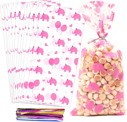 Miniatura 24 de 100 bolsas de regalo de celofán con estampado de estrellas, de 6 x 10 pulgadas, bolsas de regalo de celofán, bolsas de regalo de fiesta, bolsas