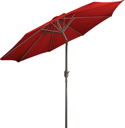 Miniatura 6 de Northlight Sombrilla de mercado para patio al aire libre de 9 pies con manivela e inclinación, color rojo