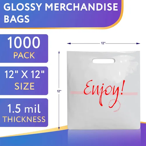 Miniatura 2 de Bolsas de compras de HDPE con mango troquelado APQ Blanco