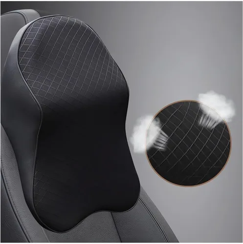 Cojines para reposacabezas de asiento de automóvil, almohada ergonómica de espuma viscoelástica 3D para el cuello del auto con funda extraíble, Negro