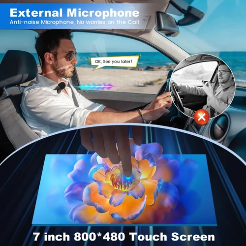 Miniatura 7 de Estéreo de auto doble DIN con Apple CarPlay y Android Auto, radio de coche con pantalla táctil HD de 7 pulgadas, receptores de audio Bluetooth