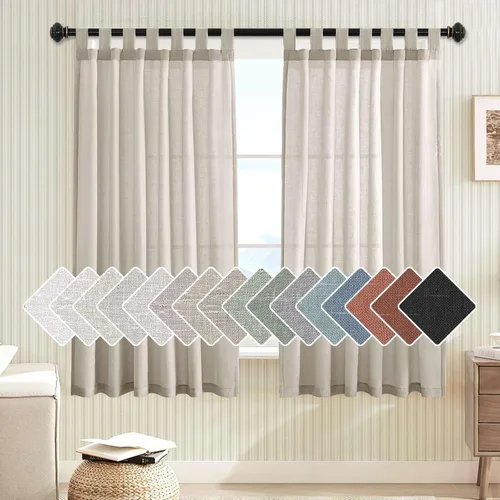Miniatura 63 de H.VERSAILTEX Cortinas aireadas mezcladas de lino natural con pestaña superior para sala de estar, decoración del hogar, material suave y rico que