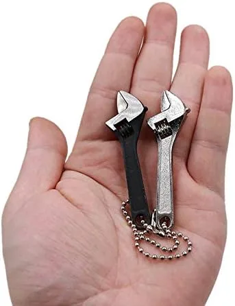 Miniatura 6 de Mini llave de 2.5 pulgadas/2.677 in, llave de tuerca ajustable, herramienta de mano, herramienta de mano, anillo de cadena de regalo Negro