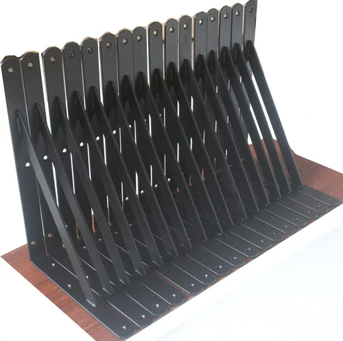 Miniatura 31 de Paquete de 16 soportes de estante resistentes negros de 20 pulgadas de largo x 12 pulgadas de alto con tornillos, soportes de estante de metal