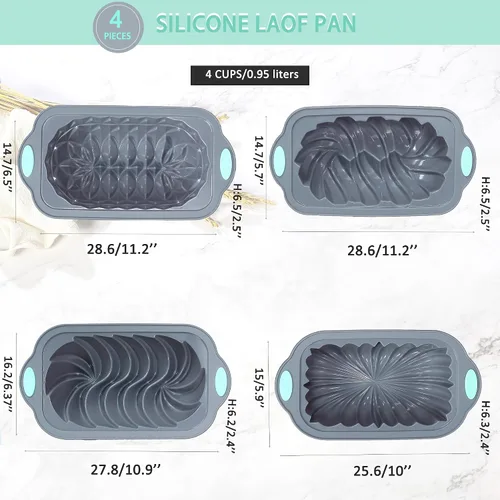 Miniatura 3 de Molde de silicona de 4 piezas para hornear pan, molde antiadherente para horno de cocina, perfecto para pan de plátano, pan de sándwich, pastel