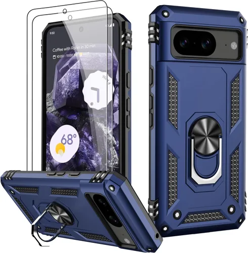 Miniatura 10 de LUMARKE Funda para Google Pixel 5 con protector de pantalla, pasa 16 pies, probada en caídas, grado militar, con soporte de anillo magnético, Rojo