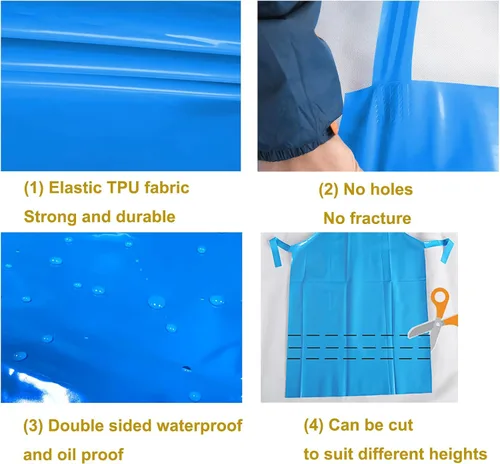 Miniatura 5 de ELEBOX Delantal impermeable a prueba de aceite delantal utilitario delantal resistente a productos químicos con manga delantal de trabajo ultra Azul