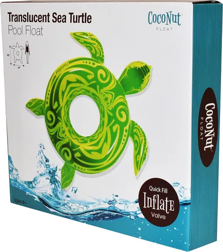 Miniatura 6 de Flotador de piscina de tortuga marina translúcida de coco para exteriores, anillo inflable para piscina, tubo de descanso duradero de larga duración