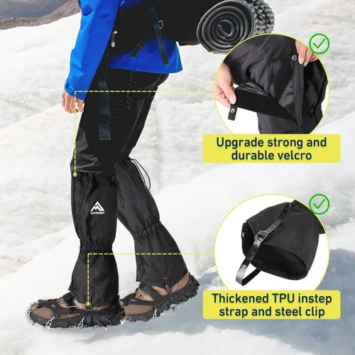 Miniatura 3 de Polainas para senderismo – Polainas impermeables y transpirables para mujeres y hombres, polainas ligeras ajustables para zapatos para caza