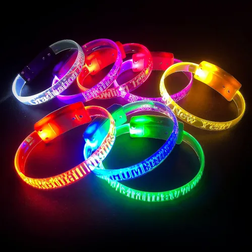 Miniatura 4 de Banda mágica personalizada pulsera personalizada brilla en la oscuridad Luz intermitente para conciertos Luces de funcionamiento