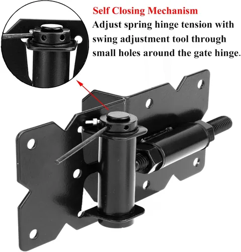 Miniatura 3 de Bisagras de puerta de cierre automático, accesorios ajustables y resistentes, kit de bisagras de puerta de 90 grados para madera/vinilo/metal/valla