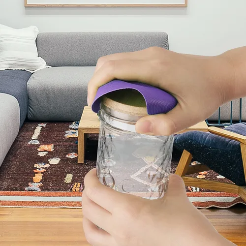 Miniatura 5 de 4 almohadillas para abridor de tarros, agarres de goma para tarros, abridor de tarros multifunción para personas mayores con posavasos de manos Azul