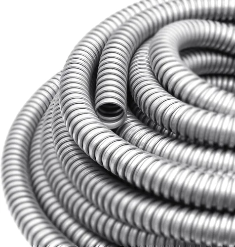 Miniatura 8 de Conducto eléctrico flexible de pared reducida de 1/2 pulgada, tubo de manga de cable de acero inoxidable de 50 pies para gestión, cableado
