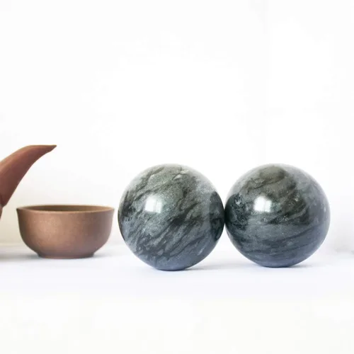 Miniatura 6 de Bolas de Baoding chinas, color gris oscuro, para ejercicio de salud, bolas de mano para el estrés, bolas de mármol para medicina china natural