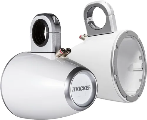 Miniatura 2 de Kicker - 1 par (2) de altavoces de audio coaxiales marinos coaxiales de 6.5 pulgadas de 2 vías y 195 vatios de potencia máxima con rejillas blancas