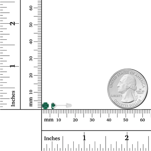 Miniatura 4 de Aretes de tuerca con rosca de oro macizo de 14 quilates, hipoalergénicos, de 0.157in, con piedra natal redonda, circonita