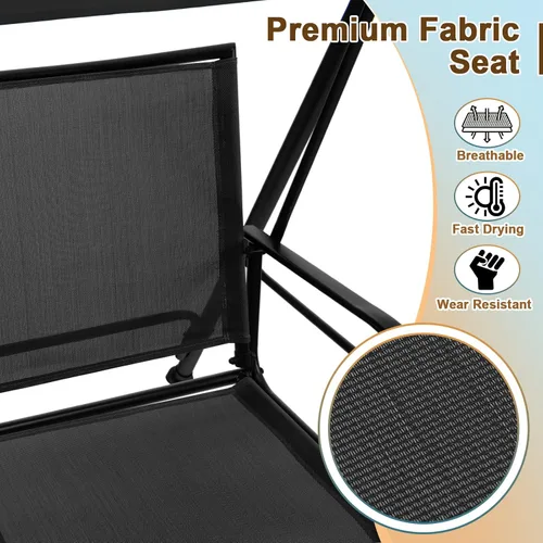 Miniatura 5 de Tangkula Columpio de porche para 2 personas, columpio de patio con toldo ajustable, asiento de tela cómodo y marco de acero resistente, columpio