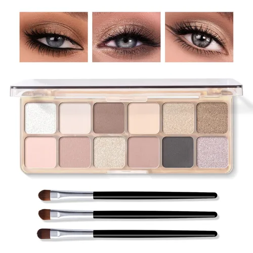 Miniatura 10 de KYDA Paleta de sombra de ojos Netural Nude de 5 colores con pincel, sombra de ojos marrón mate, paleta de ojos mate, regalo de maquillaje de ojos