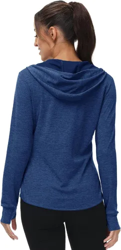 Miniatura 67 de TBMPOY Chaquetas con capucha y protección solar UPF 50+ para mujer, ligeras, de manga larga, para senderismo, exteriores, con cremallera completa