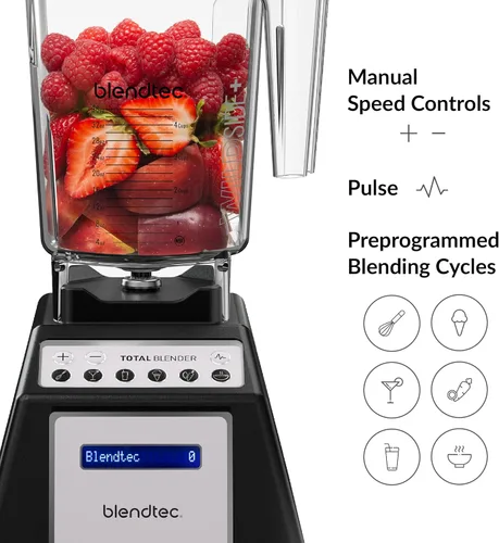 Miniatura 5 de Blendtec Total Classic - Licuadora original, tarro WildSide+ de 90 onzas, tarro Twister de 24 onzas y espátula para espectácula, color negro