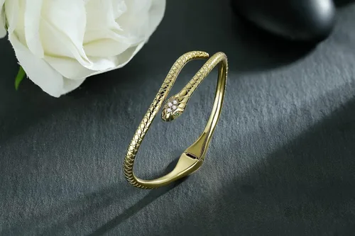 Miniatura 5 de Presentski Pulseras de serpiente, brazalete abierto de oro, joyería de serpiente para mujer, pulsera de derivación ajustable