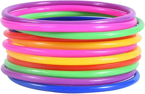 OBTANIM Juego de lanzamiento de anillos de plástico de 12 piezas para niños y anillos de lanzamiento al aire libre para juego de práctica de