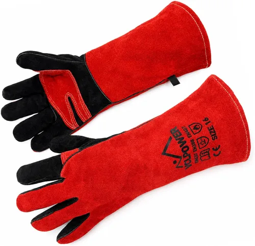 vclpower Guantes de soldadura talla M para mujeres y manos pequeñas, guantes de forja de cuero resistentes al calor extremo al fuego para Mig, Tig,