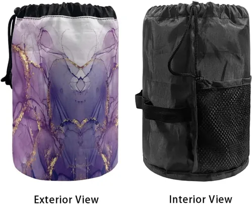 Miniatura 3 de COEQINE Bolsas de maquillaje con cordón, bolsas de gran capacidad para mujeres, bolsas de aseo femeninas para viajes y trabajo, Púrpura