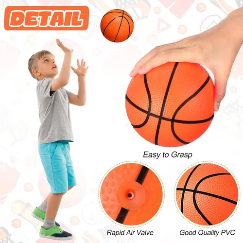 Miniatura 2 de Leitee Juego de 30 mini pelotas de baloncesto de 6 pulgadas con bomba de inflador, juego de baloncesto al aire libre para niños pequeños, repuesto