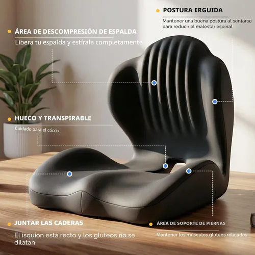 Miniatura 5 de Cojín de asiento ergonómico, cojines de asiento para silla de oficina con diseño en forma de L, cojín ortopédico de espuma viscoelástica con hueco